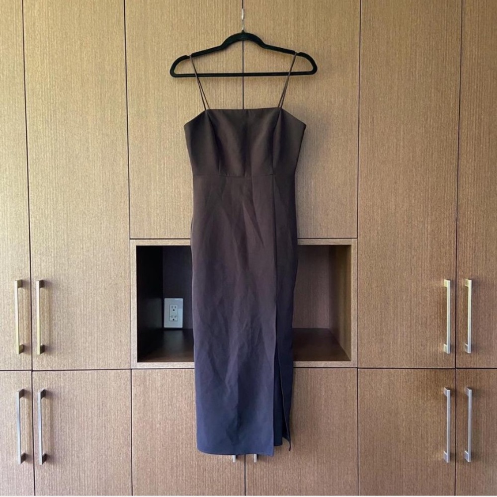 Zara Black Tube Midi Dress with Slit